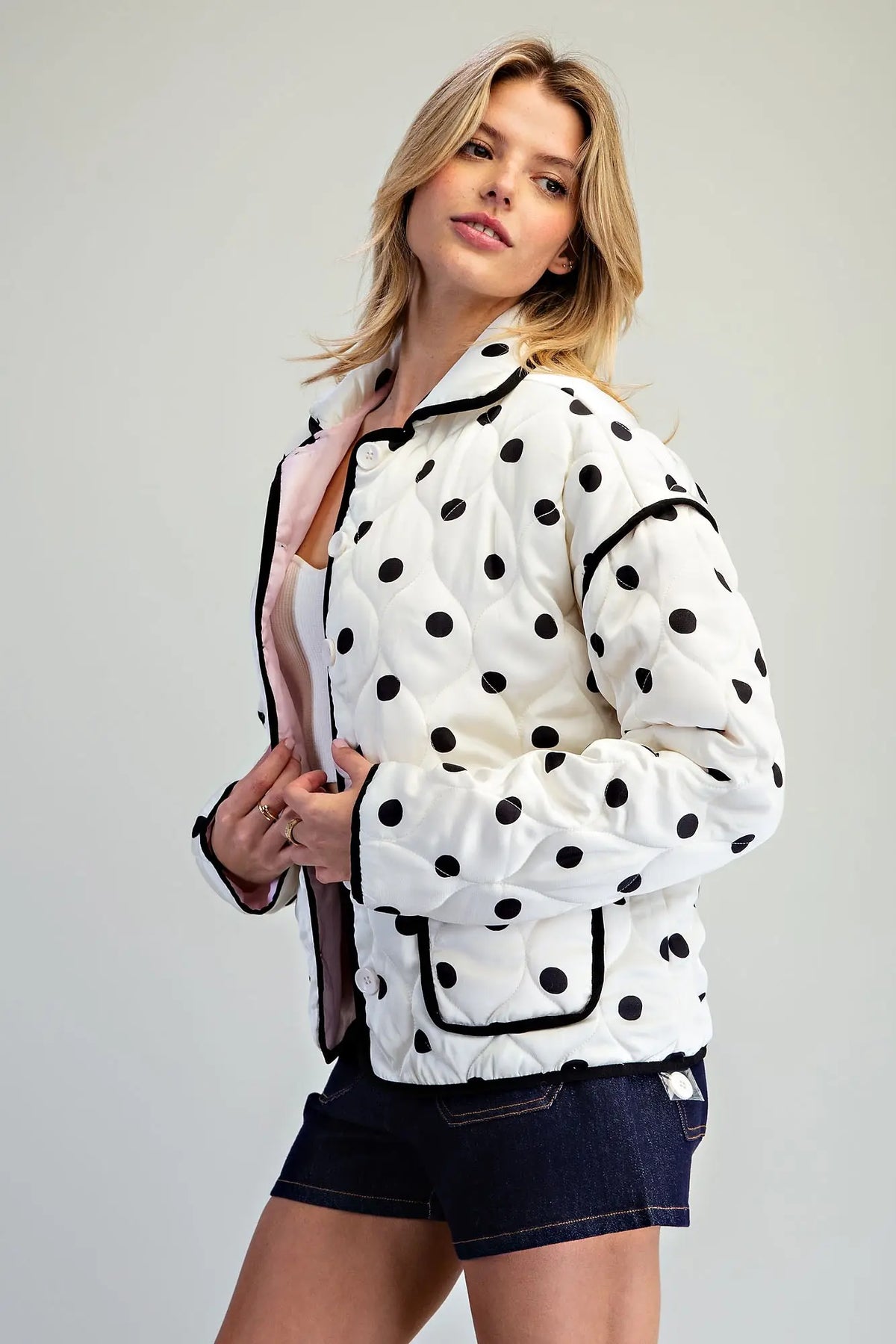 Polka Dot Quilted Jacket