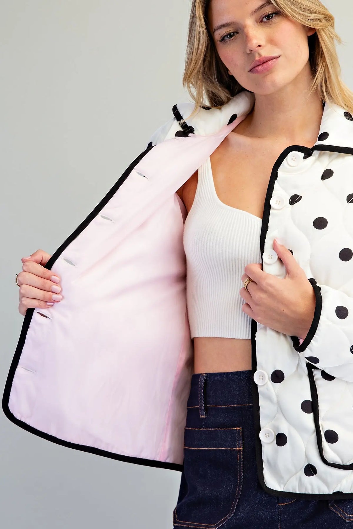Polka Dot Quilted Jacket