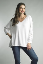 V Neck Lace Knit Top