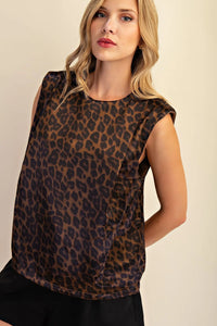 Round Neck Shoulder Padded Top