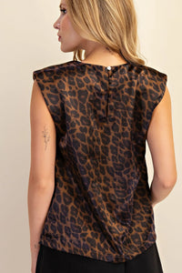 Round Neck Shoulder Padded Top