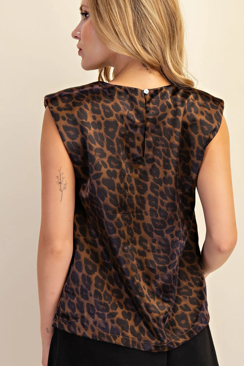 Round Neck Shoulder Padded Top