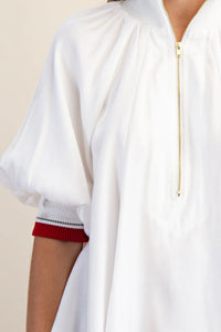 Mock Neck Band Puff Sleeve