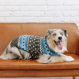 Light Blue Fairisle Dog Sweater