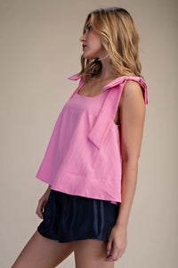 Scoop Neck Bow Shoulder Top