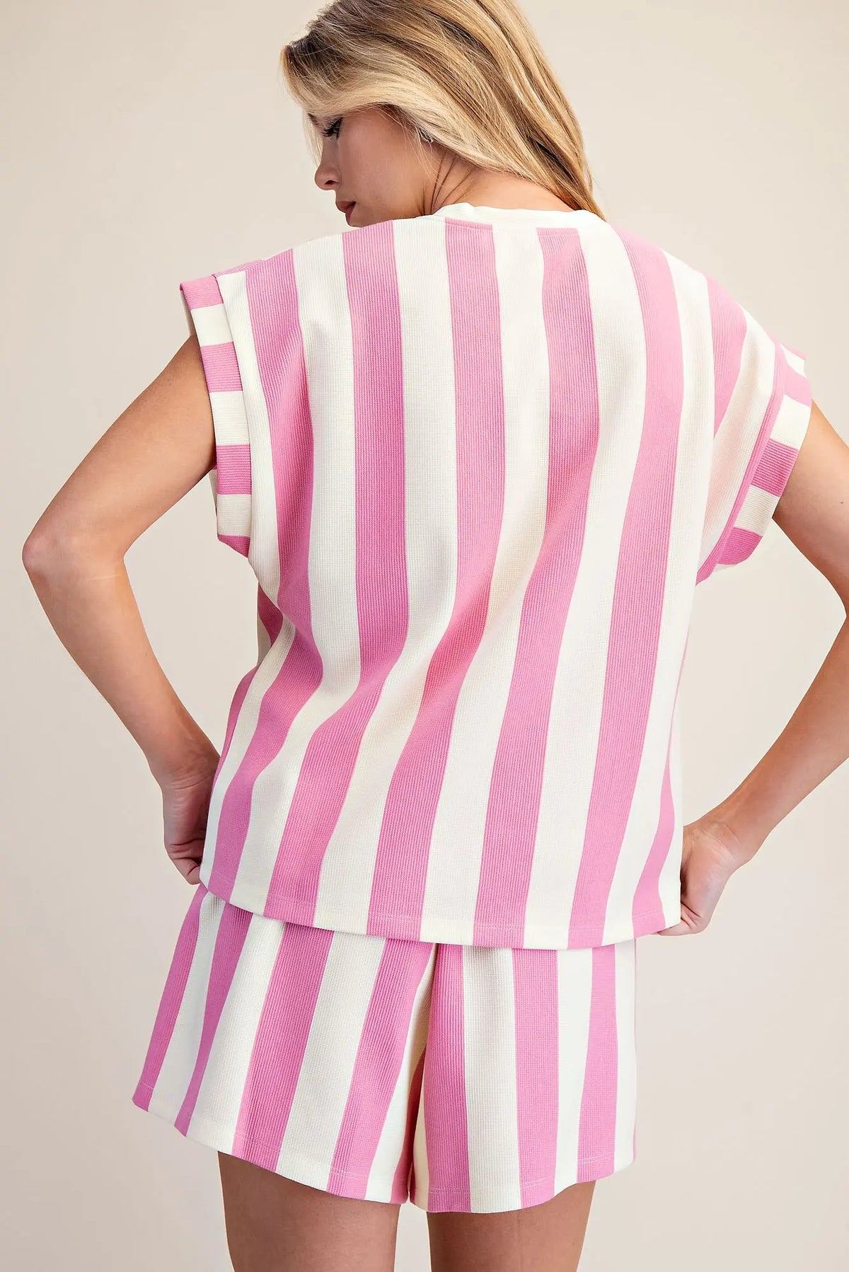 Round Neck Pocket Stripe Top