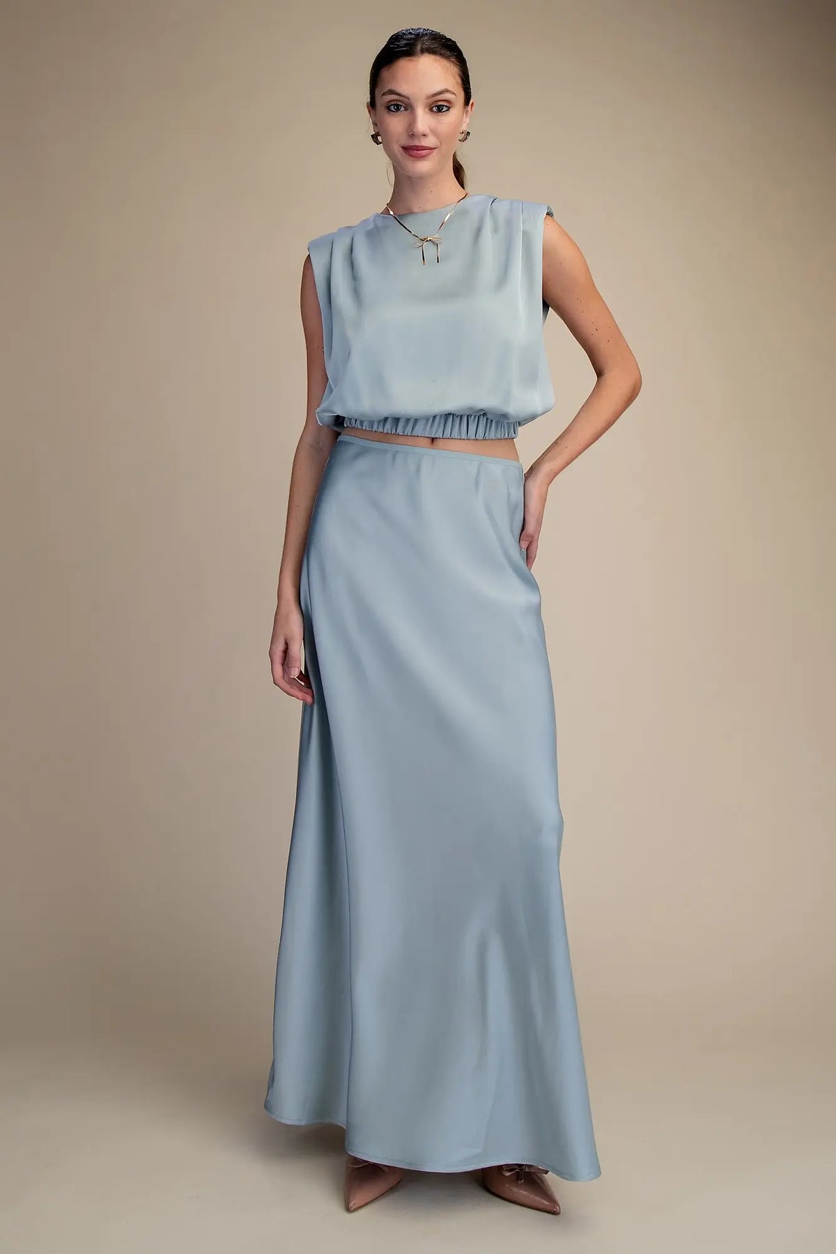 Round Neck Shoulder Pad Top