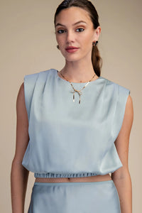Round Neck Shoulder Pad Top