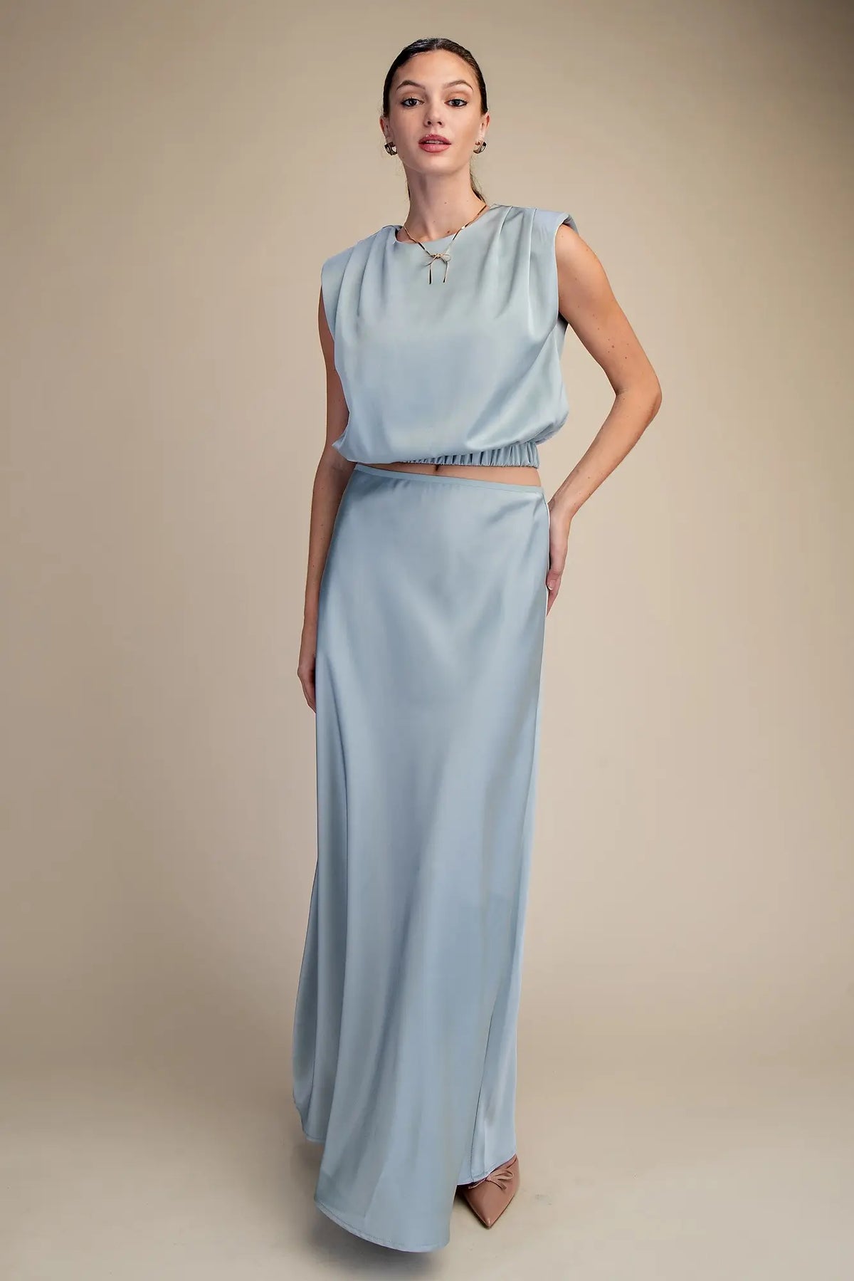 Round Neck Shoulder Pad Top