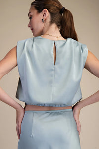 Round Neck Shoulder Pad Top