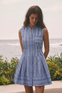 Shirt Dress Sleeveless V-Neck Fit & Flare Embroidery