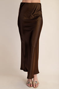 Satin Midi Skirt Waist Elastic Band