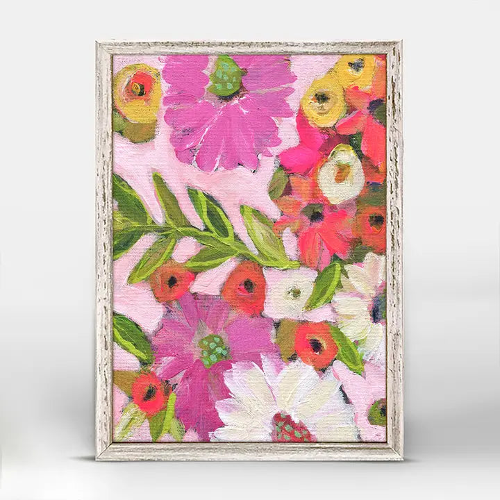 Flowers & Vines - Pink Mini Framed Canvas