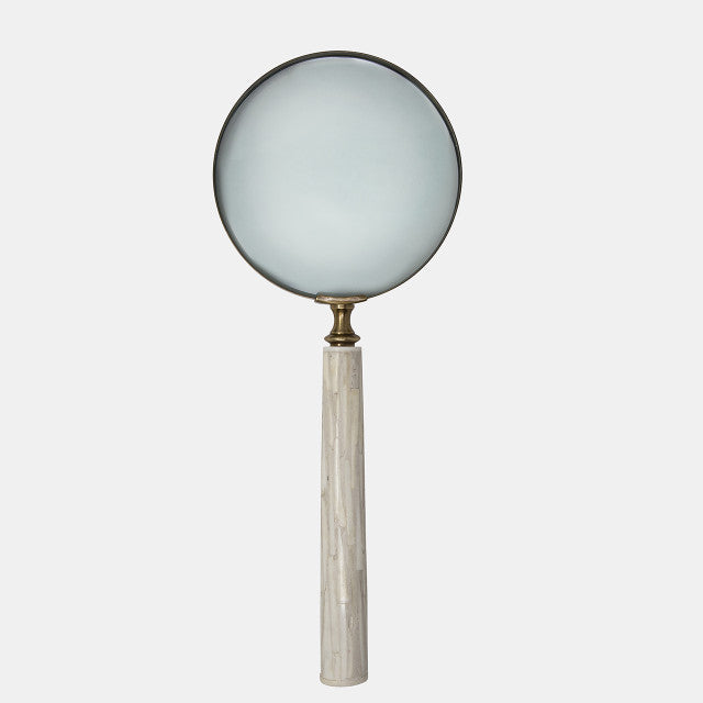 6"d Magnifying Glass In Resin Handle, Ivory