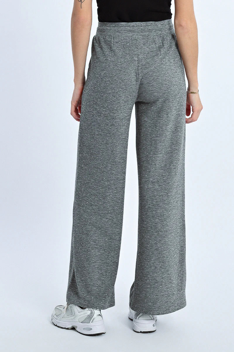 Slightly Flared Cut Wide Jogging Pants