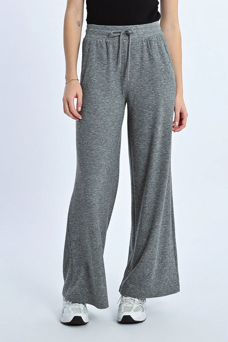 Slightly Flared Cut Wide Jogging Pants