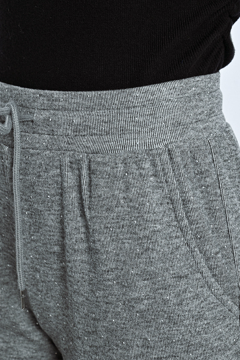 Slightly Flared Cut Wide Jogging Pants