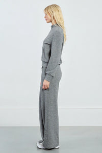 Slightly Flared Cut Wide Jogging Pants