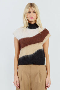 Stand-Up Collar Sleeveless Sweater