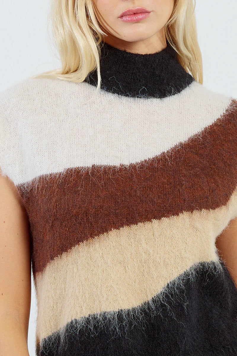 Stand-Up Collar Sleeveless Sweater