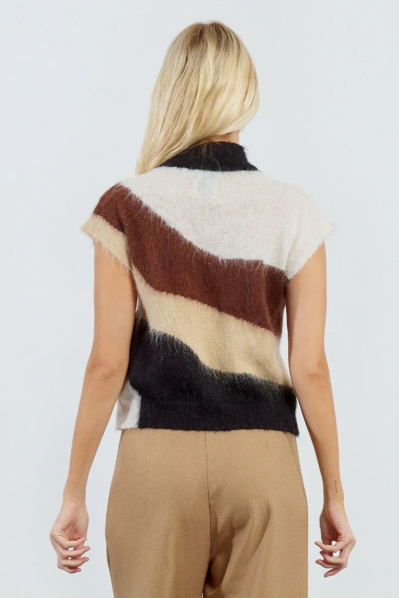 Stand-Up Collar Sleeveless Sweater