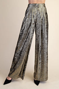 Polka Dot Pleated Metallic Pants