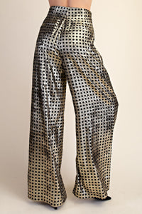 Polka Dot Pleated Metallic Pants