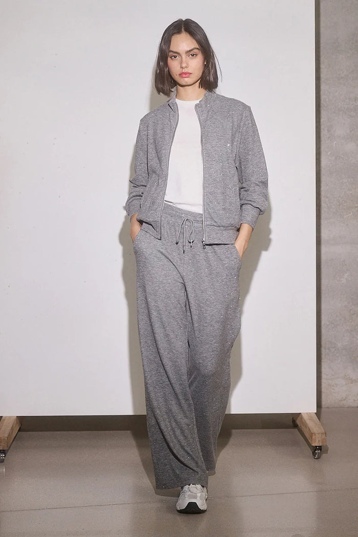 Slightly Flared Cut Wide Jogging Pants