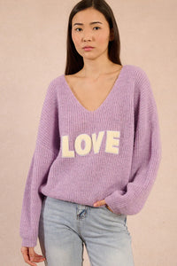 Wide V-Neck LOVE Sweater