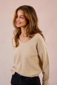 Wide V-Neck Straight Knit Sweater