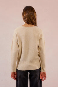 Wide V-Neck Straight Knit Sweater