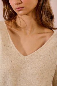 Wide V-Neck Straight Knit Sweater