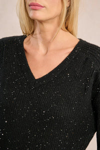 Long Balloon Sleeve Sweater Studded With Sequins