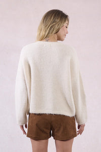 Knitted Sweater W/ Sequin Insert In Flower-Shaped Cutouts