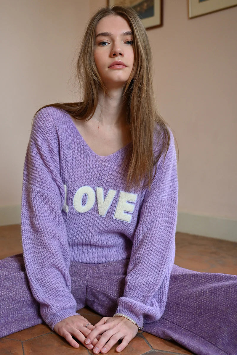 Wide V-Neck LOVE Sweater