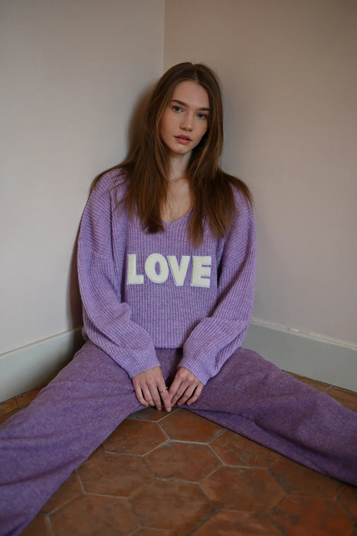 Wide V-Neck LOVE Sweater