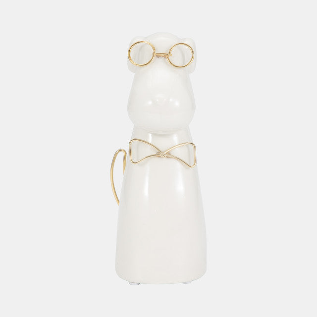 Puppy With Gold Glasses And Bowtie, Wht