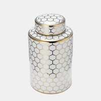 CER, 12" Honeycomb Jar w/Lid, Gold