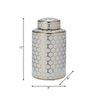 CER, 12" Honeycomb Jar w/Lid, Gold