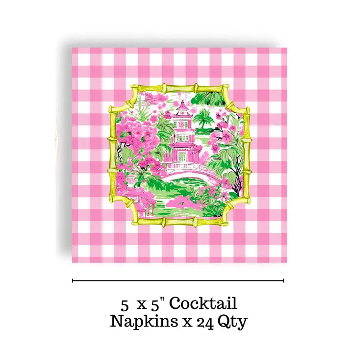 Chinoiserie Gingham Pink Napkins