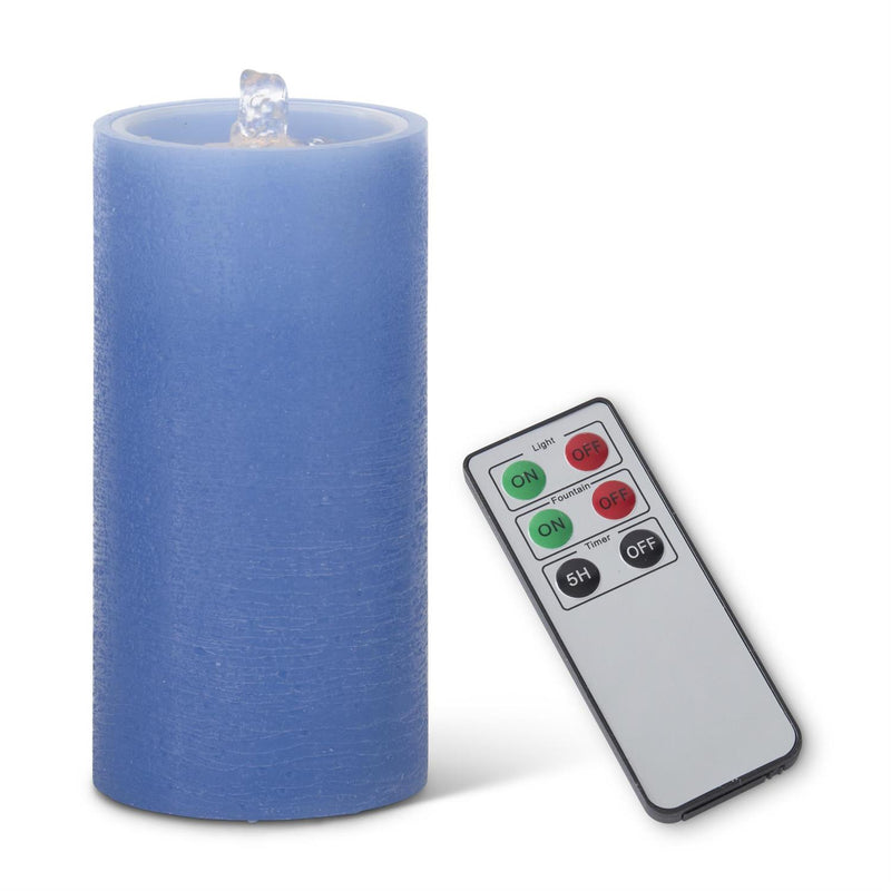 7.75 Inch  LED Wax Pillar Water Candle w/Timer & Remote