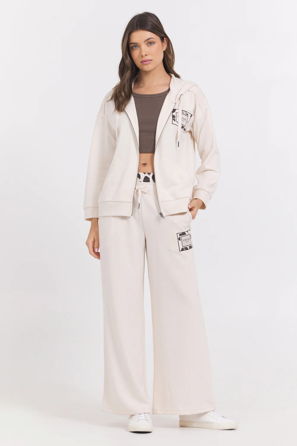 Suede Terry Zip Up