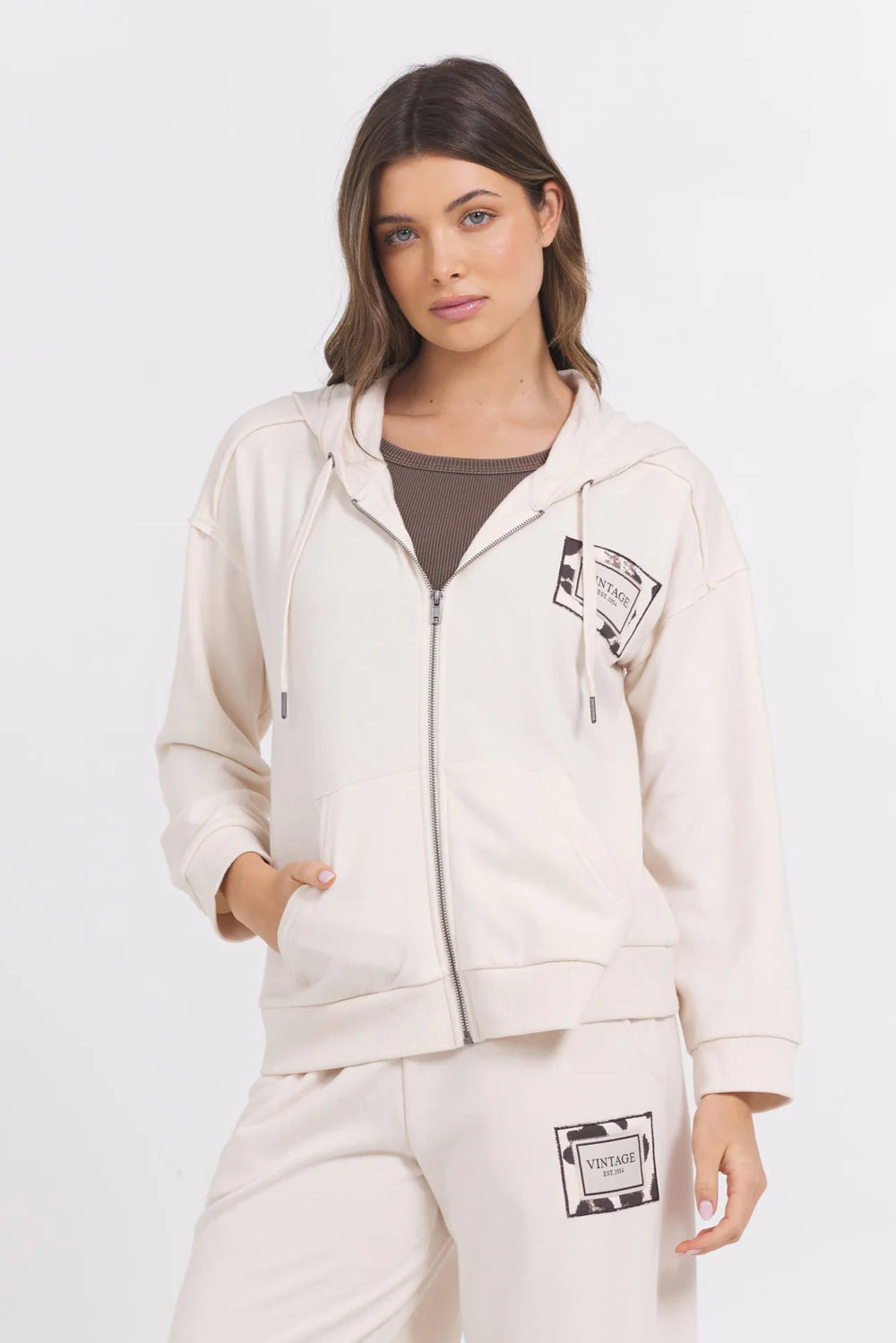 Suede Terry Zip Up
