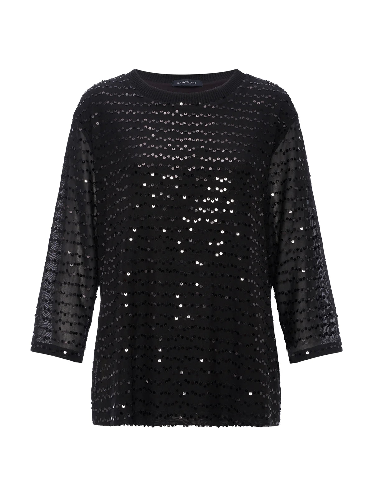 3/4 Sequin Mode Tee Black