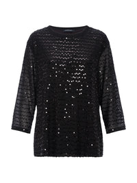 3/4 Sequin Mode Tee Black
