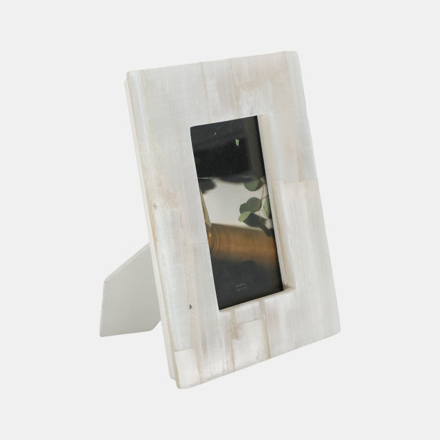 4x6 Selenite Photo Frame, White