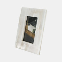 4x6 Selenite Photo Frame, White