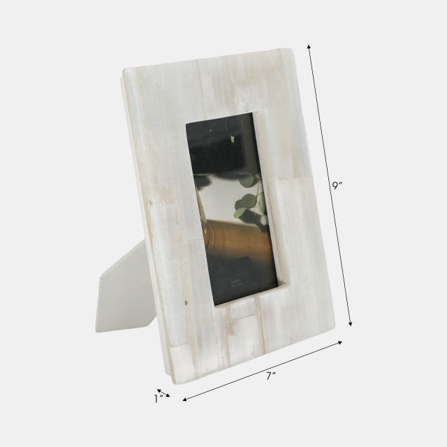 4x6 Selenite Photo Frame, White