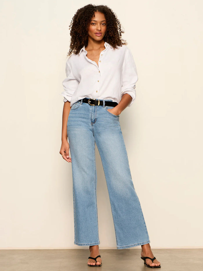 More Love Linen Tie Top White