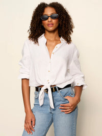 More Love Linen Tie Top White